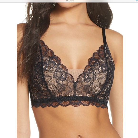 Natori $68 Muse Wireless Bralette 34DD Black Beige Lace Bra Full Fit Contour - Picture 6 of 16
